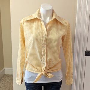 Vintage yellow plaid button down top size small